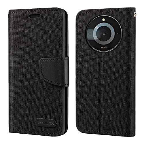 Shantime for Oppo Realme 11 Pro 5G Case, Oxford Leather Wallet Case with Soft TPU Back Cover Magnet Flip Case for Oppo Realme 11 Pro+ 5G (6.7”) Black