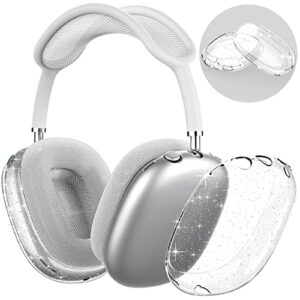 niutrendz clear case for airpods max case cover soft tpu protective ear cups covers accessories【anti-fingerprint, anti-scratch & anti-dust】 (glitter)