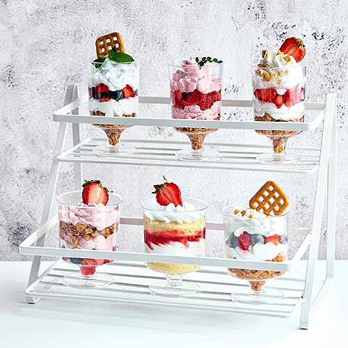 Zezzxu 5 oz Mini Dessert Cups with Spoons, 40 Pack Small Dessert Cups Plastic Footed Wine Glasses for Serving Trifles, Appetizers, Puddings, Mousse, Parfait