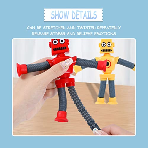 Pop Tubes Robot Toy-Fidget Toy for Boys & Girls,Stress Relief Ensory Toys for Autistic Children,Robot Fidget Toys,Party Favors for Kids 4-8（2Pcs）