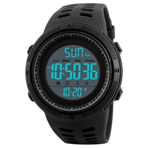 cakcity mens waterproof digital sport watches women wide screen easy read display military style stopwatch with rubber strap