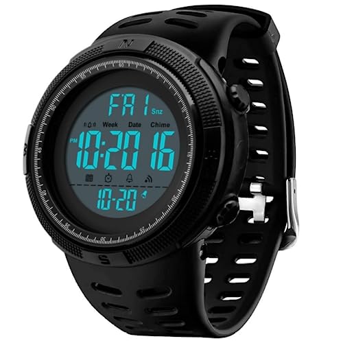 CakCity Mens Waterproof Digital Sport Watches Women Wide Screen Easy Read Display Military Style Stopwatch with Rubber Strap