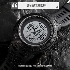 CakCity Mens Waterproof Digital Sport Watches Women Wide Screen Easy Read Display Military Style Stopwatch with Rubber Strap