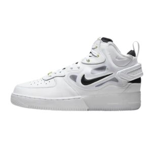 nike men's air force 1 mid react basketball shoes, white/black-yellow ochre, 10 m us