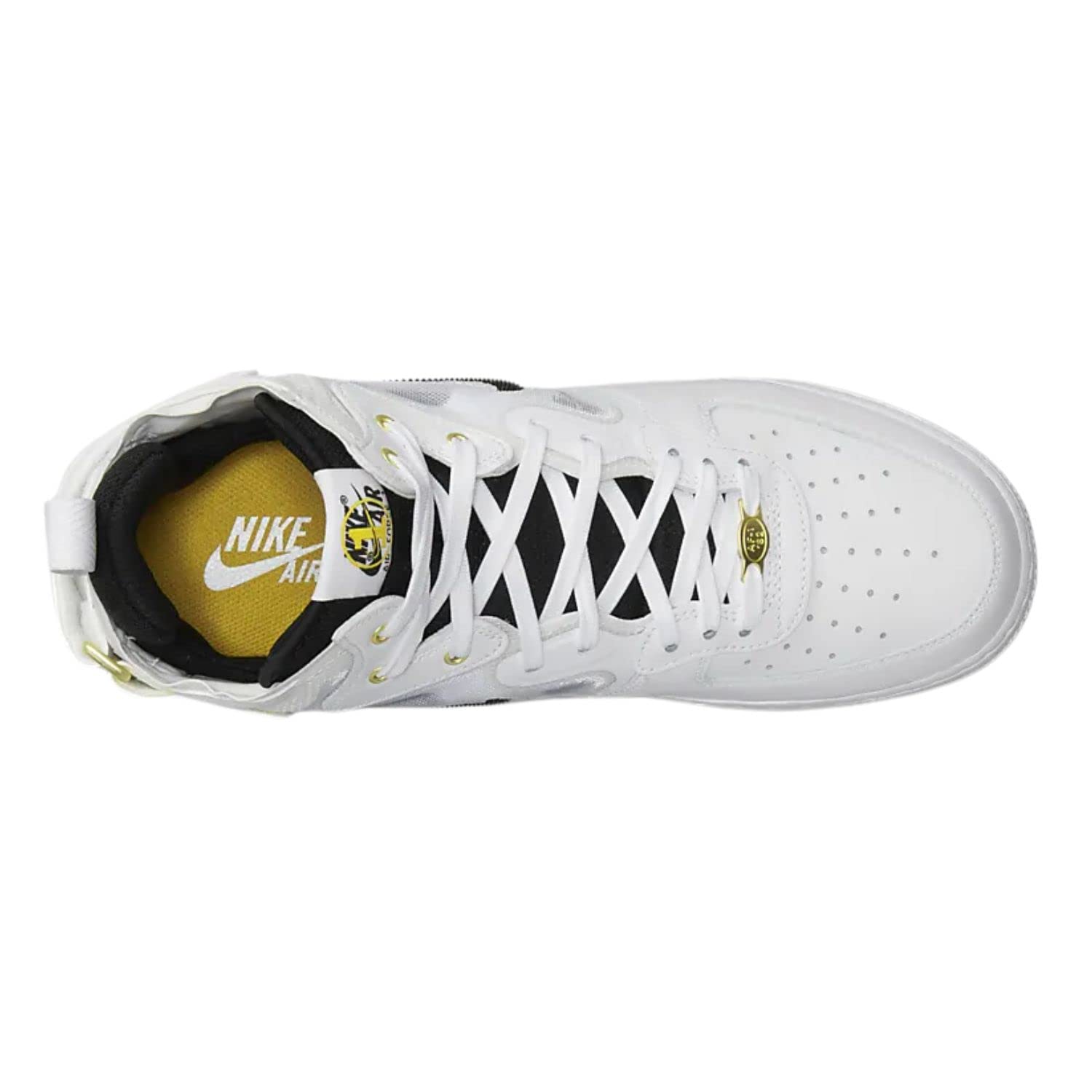 Nike Men's Air Force 1 Mid React Basketball Shoes, White/Black-Yellow Ochre, 10 M US