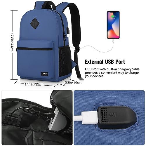 YAMTION School Backpack,Classic Bookbag Men and Teen Boy Schoolbag with USB Charging Port for High School College Office Work Travel