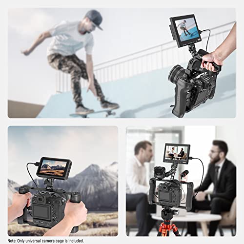 NEEWER Video Camera Cage Rig with Arca Type Base, Dual Grips, 3/8" ARRI Locating & 1/4" Threads, Cold Shoes, Universal Camera Stabilizer Compatible with SmallRig NEEWER Baseplate 15mm Rods, CA016