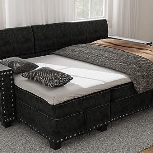 Ucloveria Reversible Sectional Sofa Couch, Sleeper Sofa Bed with Storage Chaise Pull Out Couch Bed for Living Room L-Shape Lounge 2 in 1 Sectional Couch with Pull Out Bed Black