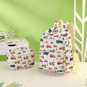 LOIDOU Kids Backpack Boys Preschool Kindergarten Elementary School Backpacks Construction School Bags BookBag Set with Lunch Box