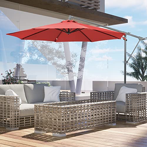 BPS Patio 10FT Off-set Hanging Umbrella Aluminum Cantilever Umbrella,Waterproof UV Protection Outdoor Umbrella with Ventilation for Backyard/Garden