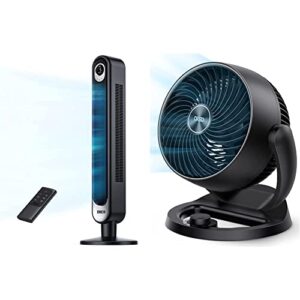 dreo tower fan 42 inch, cruiser pro t1 quiet oscillating bladeless fan with remote, 6 speeds, 4 modes, black floor standing fan powerful & new desk air circulator fan for whole room, 9 inch