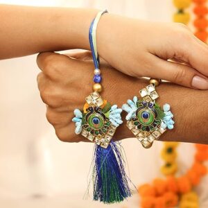 TIED RIBBONS Rakhi for Brother and Bhabhi with Gift Set | Swan Statue | Rakhi Thread | Roli Chwal Tika - Raksha bandhan Bhai Bhabhi Rakhi Set | Rakhi Card | Lumba Rakhi for Bhabhi