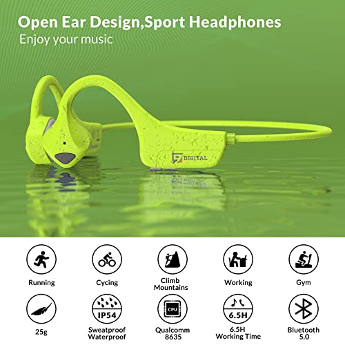 9 DIGITAL Bone Conduction Headphones Bluetooth Wireless, Open Ear Headphones with Built-in Mic,Sweat Resistant Waterproof Sports Earphones for Running and Workouts、Riding