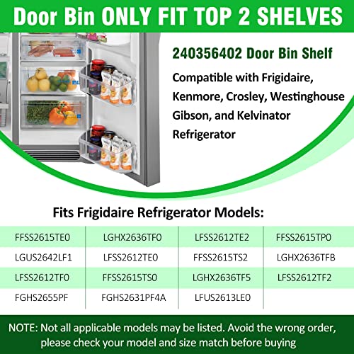 2-Pack Upgraded 240356402 Refrigerator Door Bin Replacement Part, Compatible with Frigidaire Refrigerator Door Shelf Parts FFSS2615TE0 LFSS2612TF0 LFSS2612TE0 AP2549958 FGHS2631PF4A Door Shelf Shelves