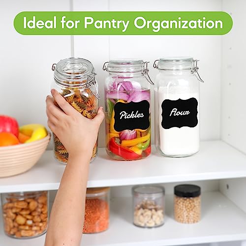 EkkoVla 78oz Glass Jars with Airtight Lids, Set of 3 Large Food Storage Containers, Square Glass Canisters for Pasta, Coffee, Candy, Flour, Cereal, Dog Treats, Snacks