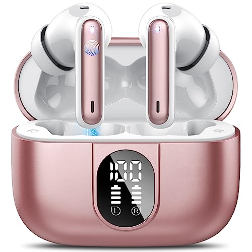 Wireless Earbuds, 2023 Bluetooth Headphones 5.3 HiFi Stereo Earphones, 40H Playtime Dual Mic Call in-Ear Earbud, Bluetooth Earbud with Dual Mic Call, IP7 Waterproof Earphones Sport Headset for iOS