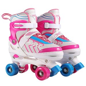 hikole kids roller skates for girls and boys, toddler skates with 4 adjustable size - safe and durable quad skates for beginners,perfect for outdoor & indoor use