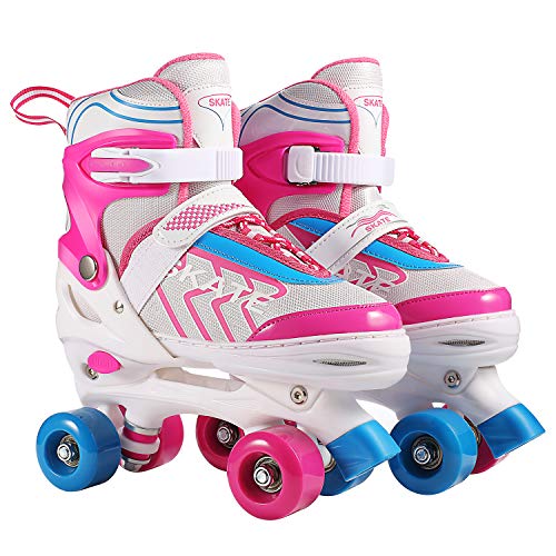 Hikole Kids Roller Skates for Girls and Boys, Toddler Skates with 4 Adjustable Size - Safe and Durable Quad Skates for Beginners,Perfect for Outdoor & Indoor Use