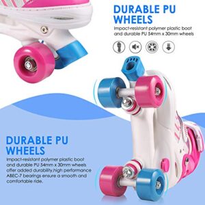 Hikole Kids Roller Skates for Girls and Boys, Toddler Skates with 4 Adjustable Size - Safe and Durable Quad Skates for Beginners,Perfect for Outdoor & Indoor Use