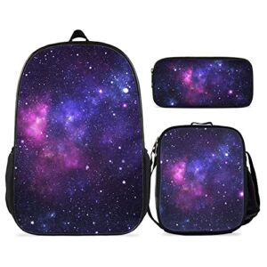 kxzoylm galaxy backpacks outer space backpack 3 pieces sets space backpack with lunch box and pencil case casual planet shoulder bag for boys girls teens men women