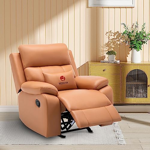 resiova Recliner Rocking Chair for Adults and Nursery,Oversized Home Theater Seating with Lumbar Support and Skin-Friendly Fabric,Lazyboy Sofa for Living Room/Bedroom,Orange