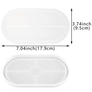 3 Pack Oval Coaster Mold Silicone Epoxy Resin Tray Mold Large DIY Casting Craft Decorating for Craft Jewelry Storage Home Decoration (Transparent White)