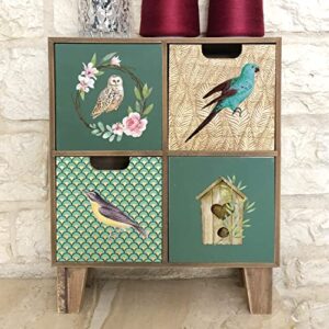 GLOBLELAND 3 Sheets Spring Bird Transfer Stickers Birdcage Rub on Decor Transfers Sticker Decals for Cabinet Wood Door DIY Craft