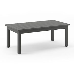 lue bona outdoor coffee table, hdps patio coffee tables for outside rectangle, patio table for deck, pool, balcony, indoor or outdoor use, dark gray
