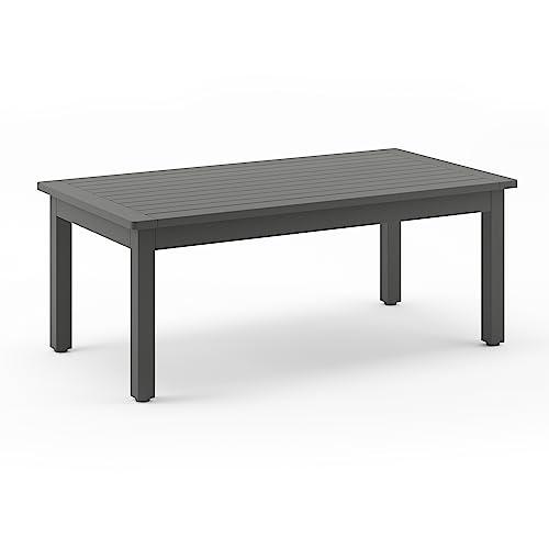 LUE BONA Outdoor Coffee Table, HDPS Patio Coffee Tables for Outside Rectangle, Patio Table for Deck, Pool, Balcony, Indoor or Outdoor Use, Dark Gray