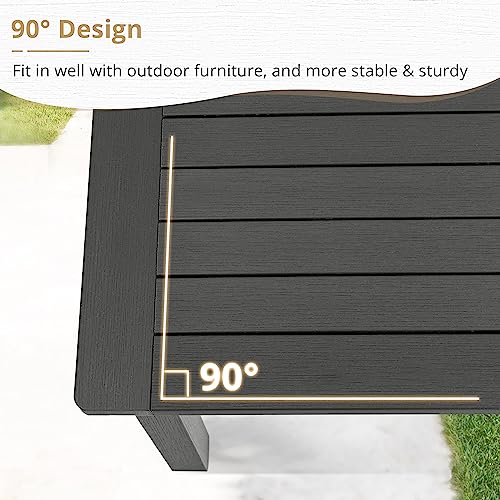 LUE BONA Outdoor Coffee Table, HDPS Patio Coffee Tables for Outside Rectangle, Patio Table for Deck, Pool, Balcony, Indoor or Outdoor Use, Dark Gray