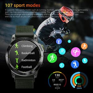 LOKMAT Military Smart Watch for Men,1.45" Full Screen Tactical Watches, Answer/Dial Calls AI Voice Smart Watches for Android iPhones Fitness Tracker Heart Rate/Sleep Monitor/Blood Pressure (Green)