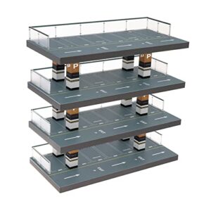 amleso diecast car display case, 1/64 garage display case with parking lot scene for model collectors