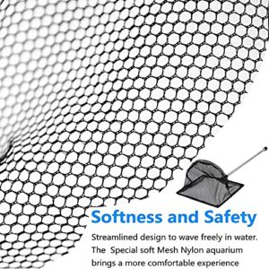 Grepol-V Fish Net for Fish Tank, Fine Mesh Aqurium Net with 9-24 Inch Stainless Steel Long Handle, Extendable Fishing Tank Net for Fish Shrimp Tank, Pond, Creek (4 inch)