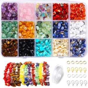zhiyuxi crystal beads for jewelry making 15 colors crystal chips hippie beads irregular gemstone crystals stone beads for crafts, bracelet, necklace, earrings, crystal tree 750 pcs