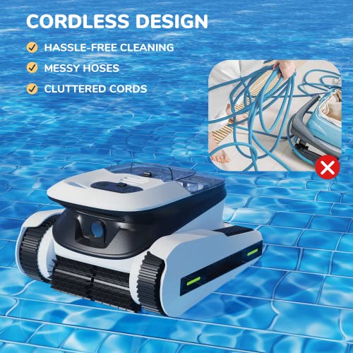 Seauto Seal SE Robotic Pool Vacuum-Intelligent Path Planning Automatic Pool Cleaner, Working Time Up to 2-2.5 Hours Cordless Pool Vacuum, Suitable for Walls and Floors of 2150 Square Feet Pool