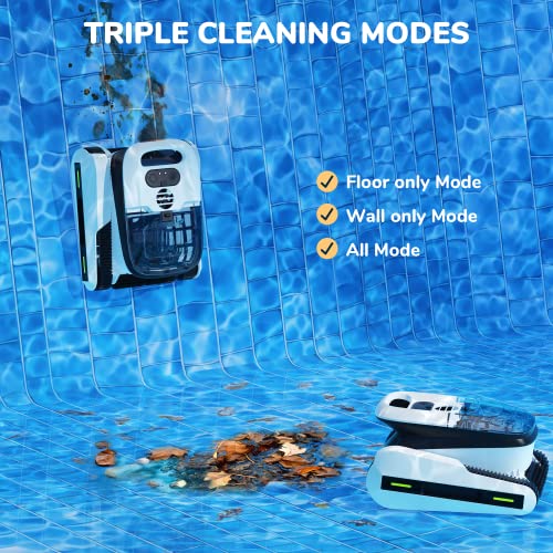 Seauto Seal SE Robotic Pool Vacuum-Intelligent Path Planning Automatic Pool Cleaner, Working Time Up to 2-2.5 Hours Cordless Pool Vacuum, Suitable for Walls and Floors of 2150 Square Feet Pool