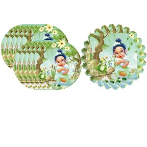 Tiana Birthday Party Supplies, Include 20 Plates and 20 Napkins, for Princess Tiana Birthday Baby Shower Party Decorations