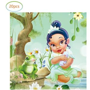 Tiana Birthday Party Supplies, Include 20 Plates and 20 Napkins, for Princess Tiana Birthday Baby Shower Party Decorations