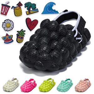 diputer bubble slides for kids with charms golf ball slides with strap boys girls house non slip, shower & outdoor sandals slippers black