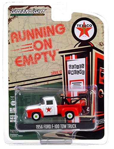 Greenlight 41120-B Running on Empty Series 12-1956 F-100 Tow Truck - Tex a co Filling Station Wrecker 1/64 Scale Diecast