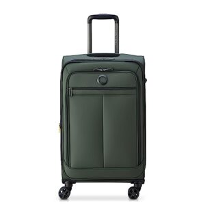 delsey paris sky lite softside expandable luggage with spinner wheels, green, checked-medium 24 inch