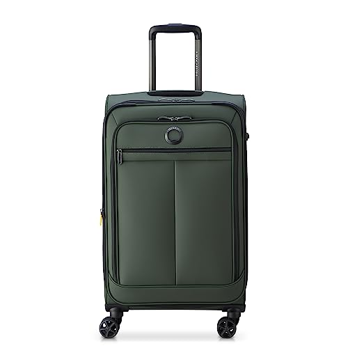 DELSEY Paris Sky Lite Softside Expandable Luggage with Spinner Wheels, Green, Checked-Medium 24 Inch