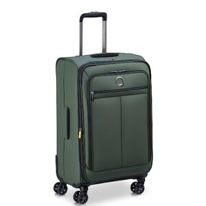 DELSEY Paris Sky Lite Softside Expandable Luggage with Spinner Wheels, Green, Checked-Medium 24 Inch