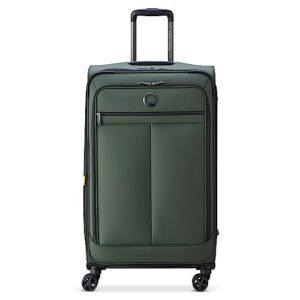 delsey paris sky lite softside expandable luggage with spinner wheels, green, checked-large 28 inch