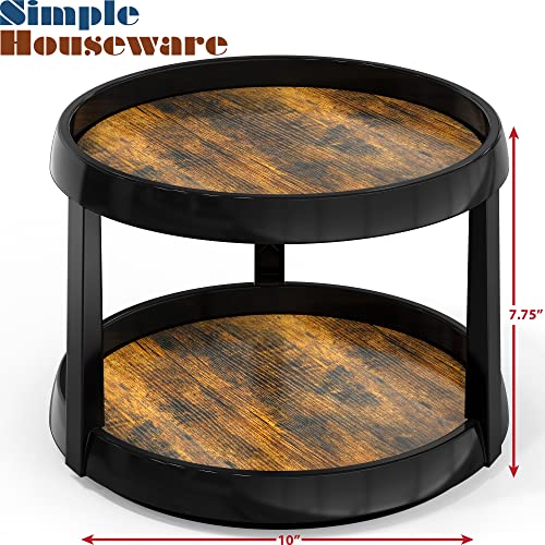 Simple Houseware 2 Tier Turntable Lazy Susan Multifunctional Organizer, Rustic Brown