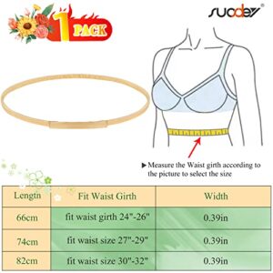 SUOSDEY 1 Piece Women Skinny Metal Belts, Gold Elastic Waist Belt for Dresses