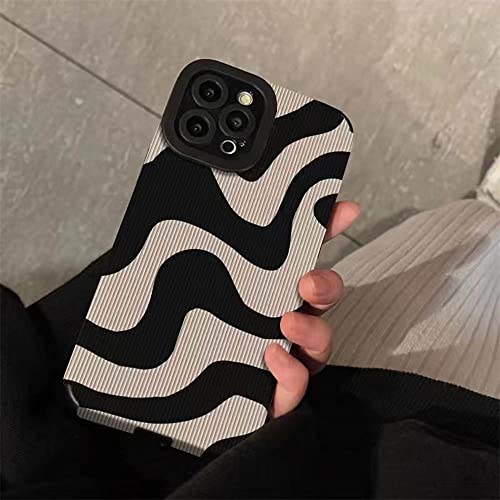 Ownest Compatible with iPhone 13 Mini Case with Fashion Simple Cute Zebra Stripes Pattern Case for Women Girls Soft Silicone Protection Case for iPhone 13 Mini-Black