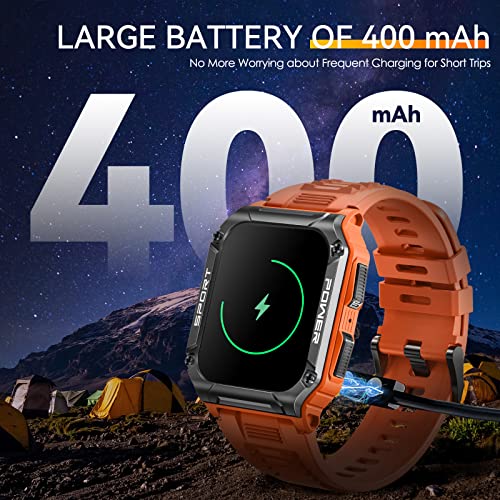 Military Smart Watch for Men with Compass (Make/Answer Call), 1.95'' HD Outdoor Rugged Tactical Smartwatch, Sport Fitness Tracker with Heart Rate Blood Pressure Sleep Monitor for iPhone Android Phones