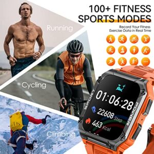 Military Smart Watch for Men with Compass (Make/Answer Call), 1.95'' HD Outdoor Rugged Tactical Smartwatch, Sport Fitness Tracker with Heart Rate Blood Pressure Sleep Monitor for iPhone Android Phones