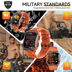 Military Smart Watch for Men with Compass (Make/Answer Call), 1.95'' HD Outdoor Rugged Tactical Smartwatch, Sport Fitness Tracker with Heart Rate Blood Pressure Sleep Monitor for iPhone Android Phones